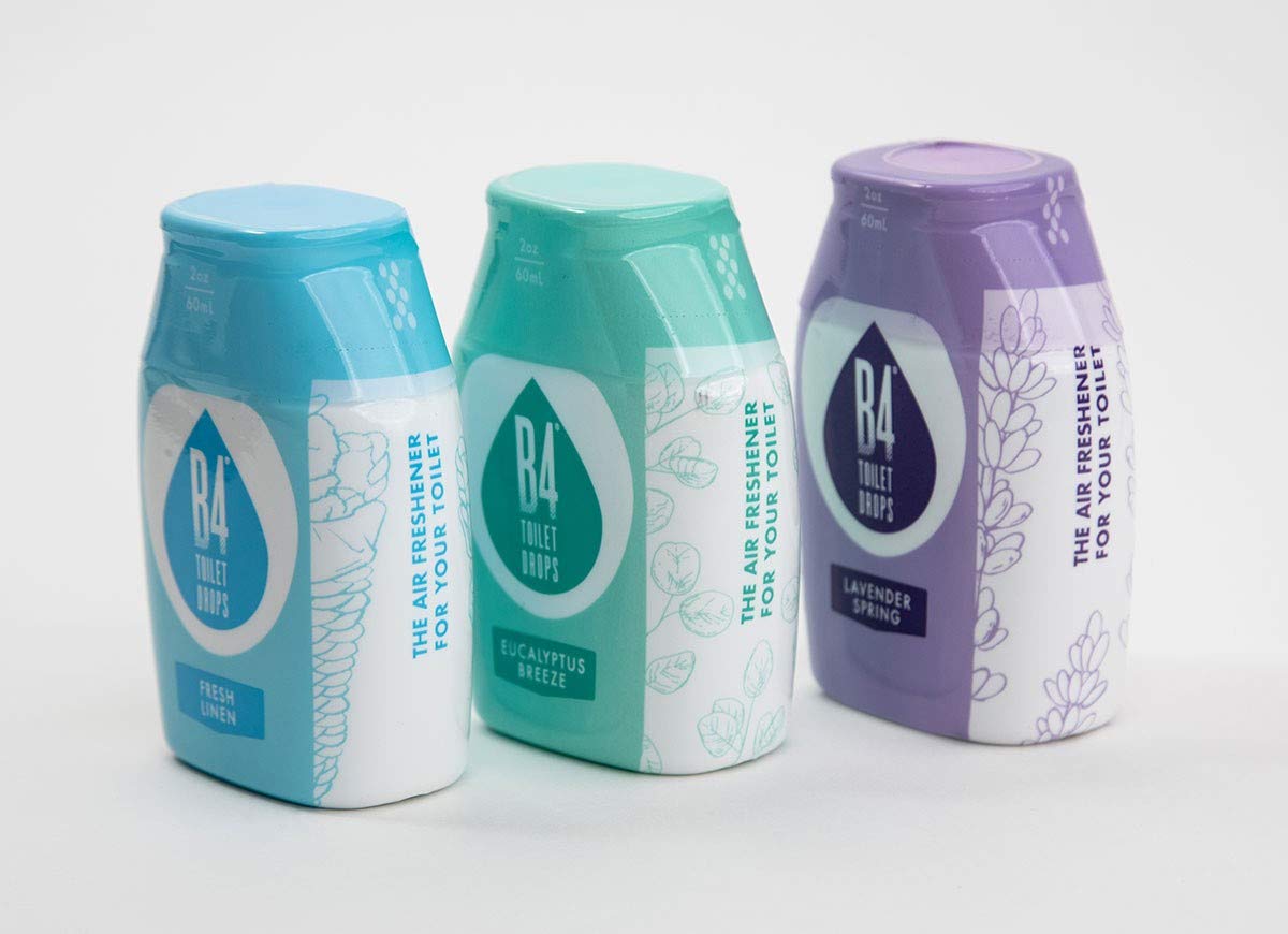 B4 Toilet Drops Toilet and Bathroom Deodorizer Drops, 3 Count, 2 Ounce Bottles (Variety Pack)