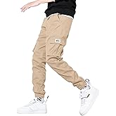 JMIERR Mens Casual Cargo Pants Stretch Elastic Waist Drawstring Joggers Pants Tapered Sweatpants for Men Multi Pockets