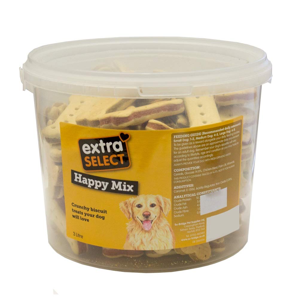 Extra Select Happy Mix Dog Treat Biscuits in a 3ltr Bucket (approx 100 biscuits)