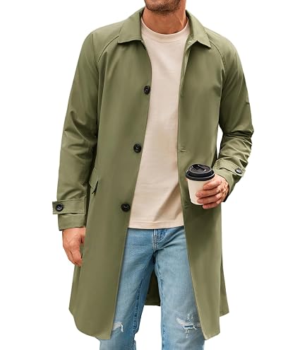 Men's Drawstring Hooded Military Jackets Mid Length Stand Collar