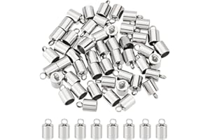 UNICRAFTALE 50pcs Column End Caps Stainless Steel Cord Ends 5mm Inner Diameter Smooth End Caps Terminators Cord Finding for Jewelry Making Kit, Stainless Steel Color