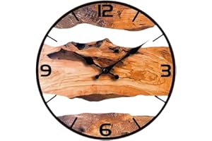 Generic Wooden Wall Clock, Decorative Clock in Country with Silent Mechanism and Tree-Shaped Dial for Dining Room, Hallway, S