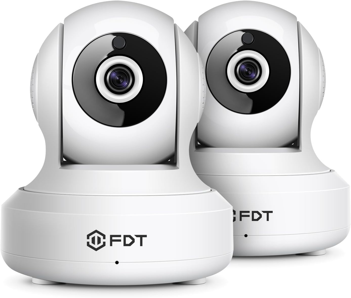 FDT 2-Pack 720P HD WiFi Pan/Tilt IP Camera (1.0 Megapixel) Indoor Wireless Security Camera FD7901 (White), Plug & Play, Two-Way Audio & Nightvision