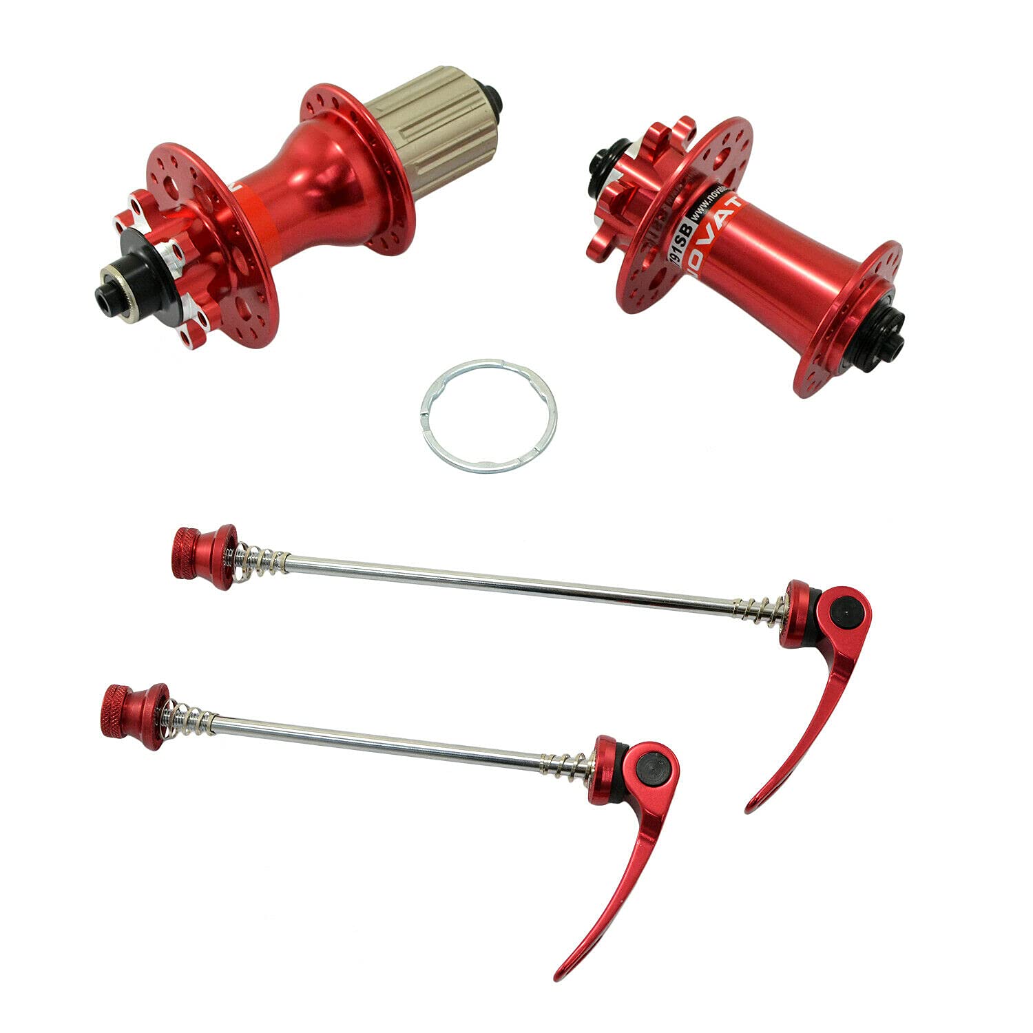 NOVATEC D791SB + D792SB MTB 32 Hole Disc Hubs w/Skewers,1 Pair, Red, NA2354