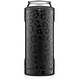 BrüMate Hopsulator Slim Can Cooler Insulated for 12oz Slim Cans | Skinny Can Insulated Stainless Steel Drink Holder for Hard Seltzer, Beer, Soda, and Energy Drinks (Onyx Leopard)