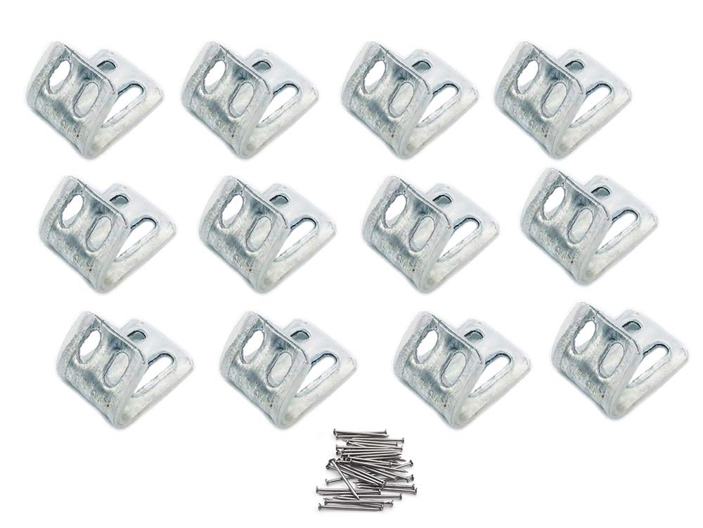 Ying S Clips, 12 Pack - Plastic Sleeve Insulated Spring Clips for Furniture Repair & Upholstery Maintenance - Universal Five-Hole Clips for Seat & Back Springs - Silver