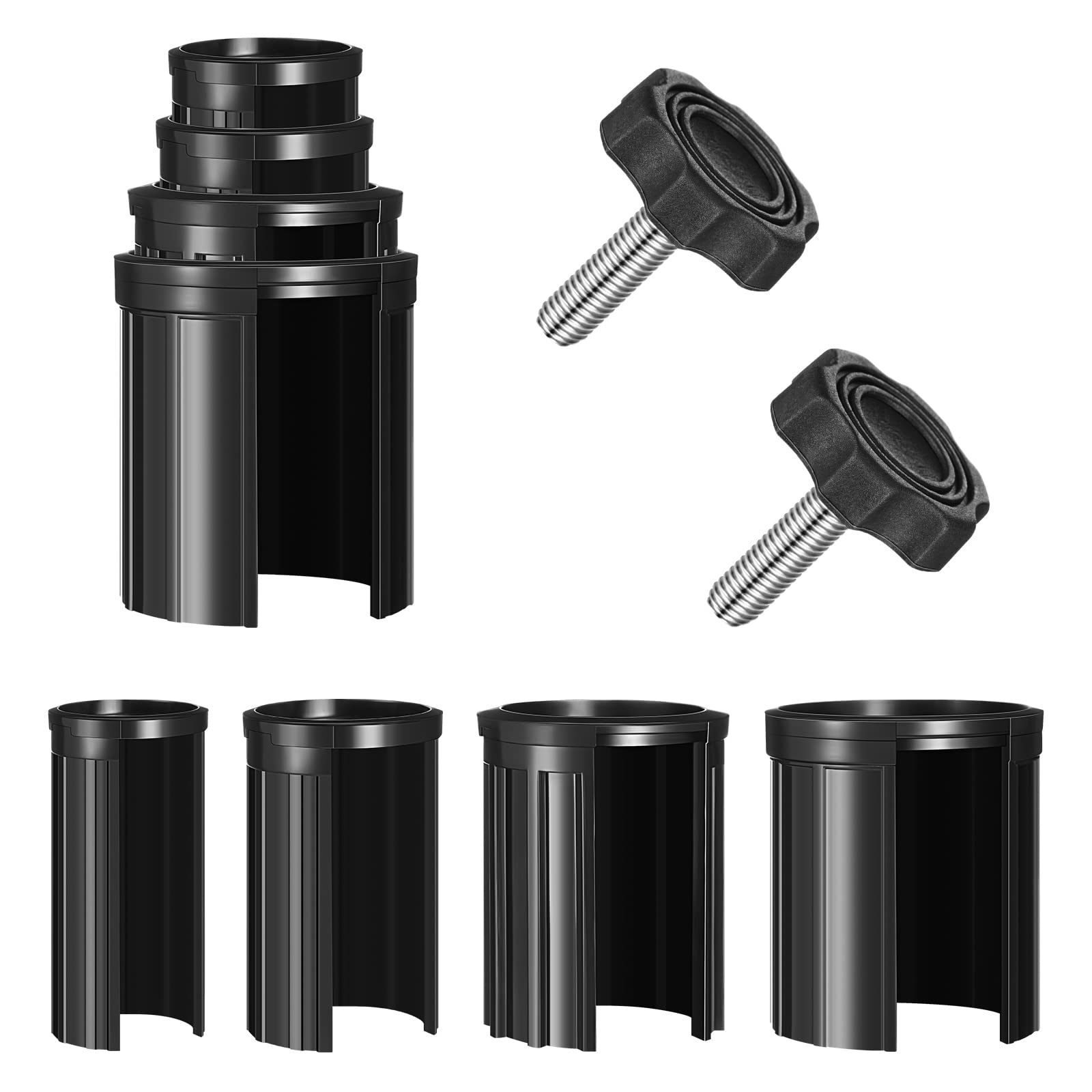 BBTO 6 Pcs Patio Umbrella Replacement Parts Kit Parasol Base Insert Patio Table Umbrella Stand Hole Ring Plug Cover with Hand Knob Fits Diameter 1,1.3,1.5 and 1.9 Inch Pole for Balcony Backyard