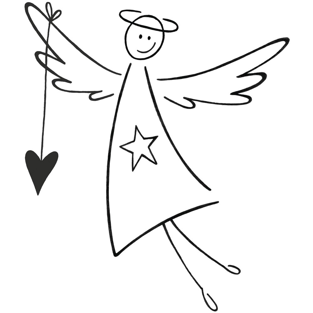 Rayher Wood Mounted Rubber Stamp with Angel Design for Card Making and Scrapbooking, Seasonal Craft Stamp, Butterer, 6x7cm, 28761000