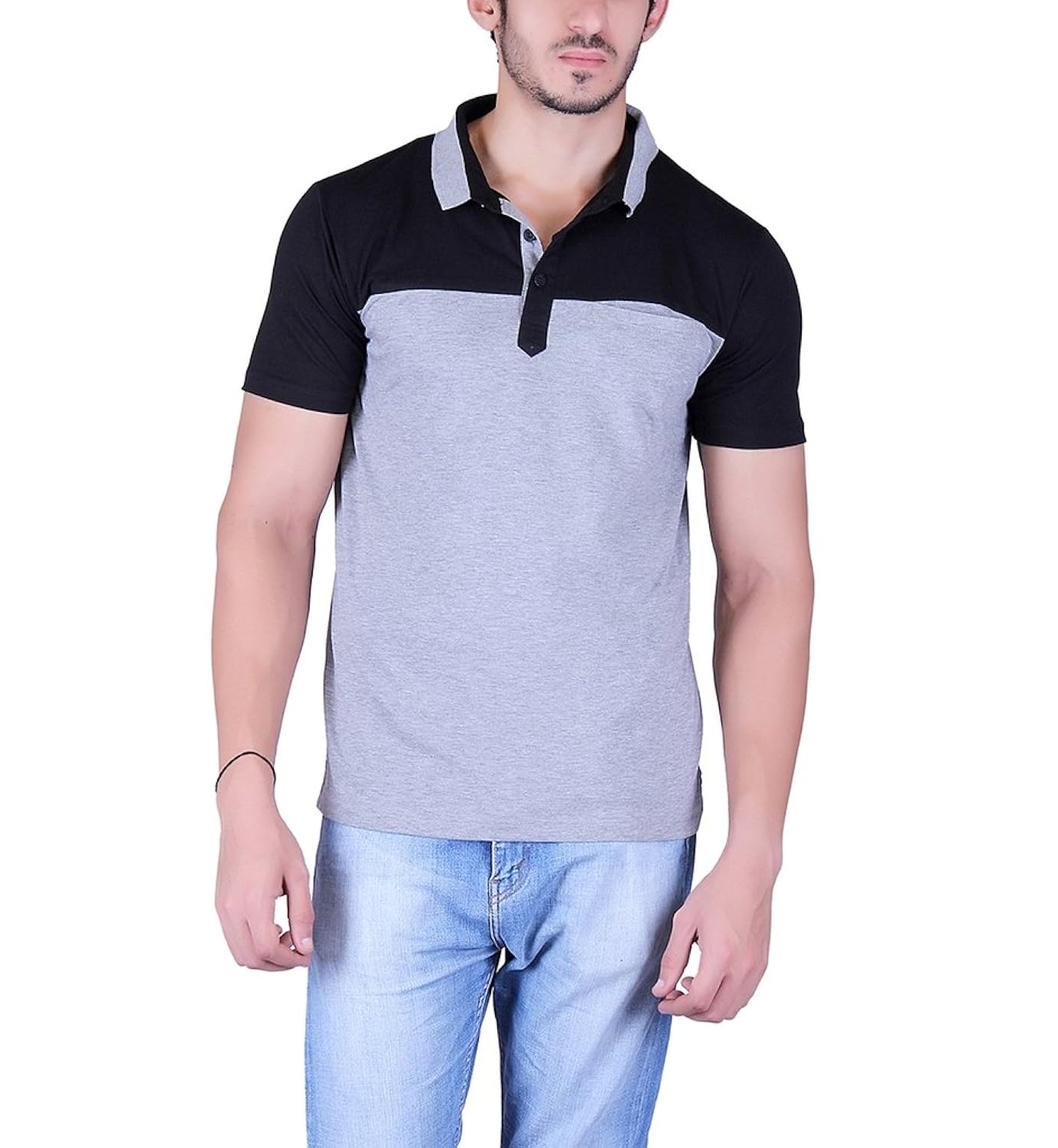 vivid bharti men's check black grey cotton 2 color half sleeve t-shirt (premium quality t-shirt)