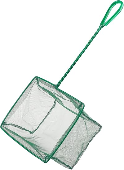 Uniclife 25 cm Aquarium Fish Net with Braided Metal Handle Large Square Net