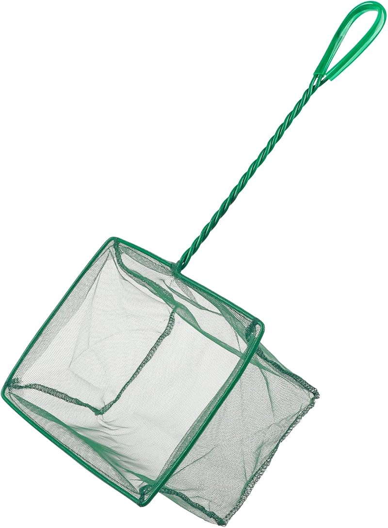 Uniclife 25 cm Aquarium Fish Net with Braided Metal Handle Large Square Net