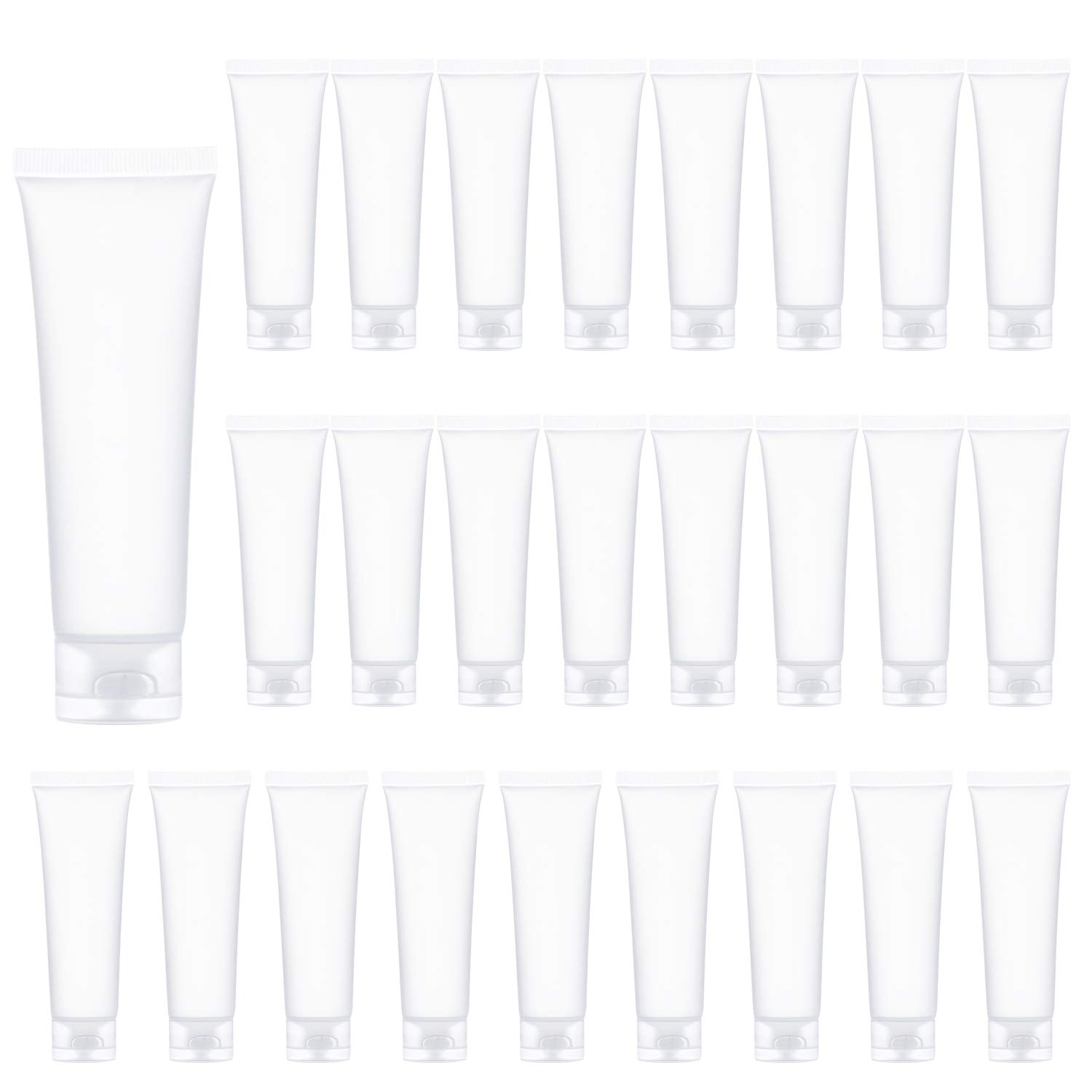100ml Empty Tubes Soft Tubes Squeeze Bottle With Flip Cap Clear Refillable Containers for Cosmetics, Set of 28 PCS : Beauty