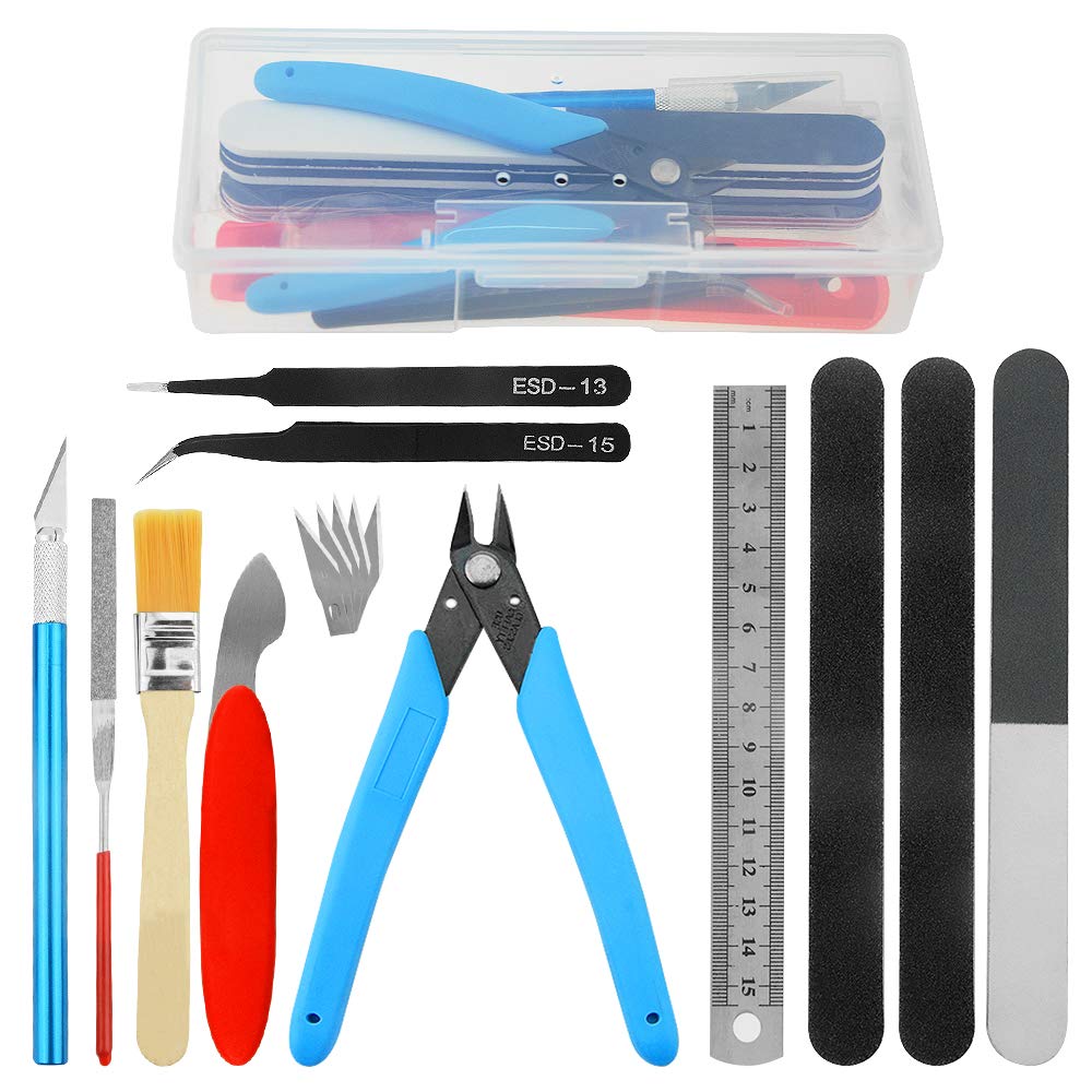 WMYCONGCONG 12 PCS Gundam Model Tools Kit Hobby Building Tools Kit Pliers, Separator, Files, Tweezers, Polishing Strip for Buildings, Gundam, Robots Models Minature