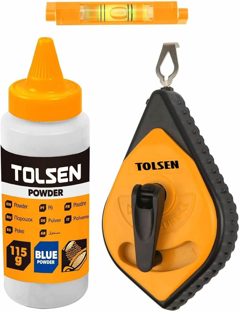 Tolsen Chalk Line Reel Set Heavy Duty Builders Chalk String Kit 30m