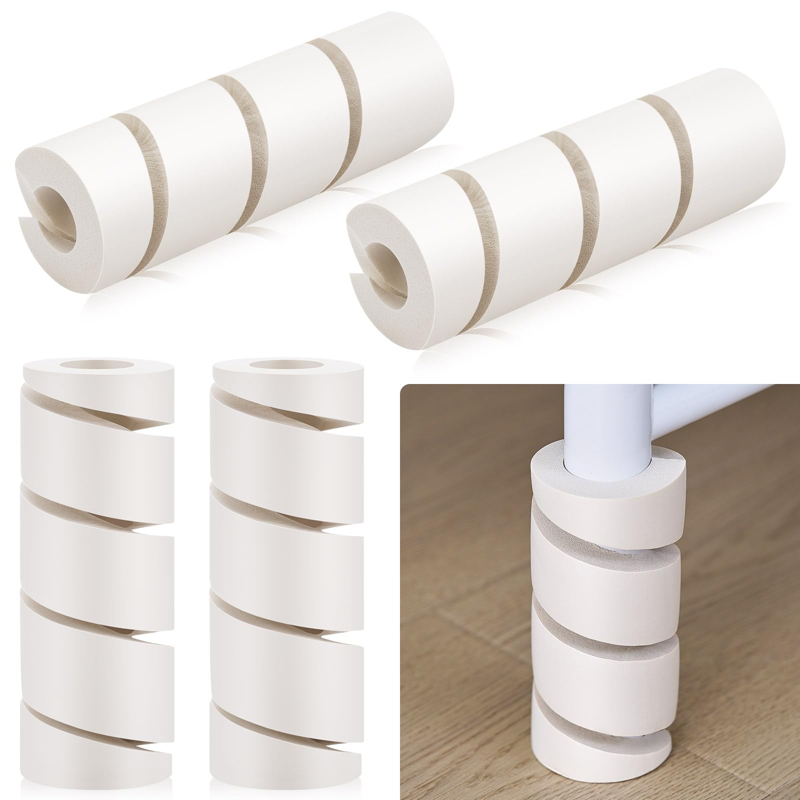 Photo 1 of ReliThick 4 Pcs Bed Frame Toe Protectors 6" Bed Frame Leg Covers, Bed Frame Feet Protectors for Toe Saver Keep Your Toes from Hard Furniture Legs Bed Corner Guards No Adhesive or Glue (White)