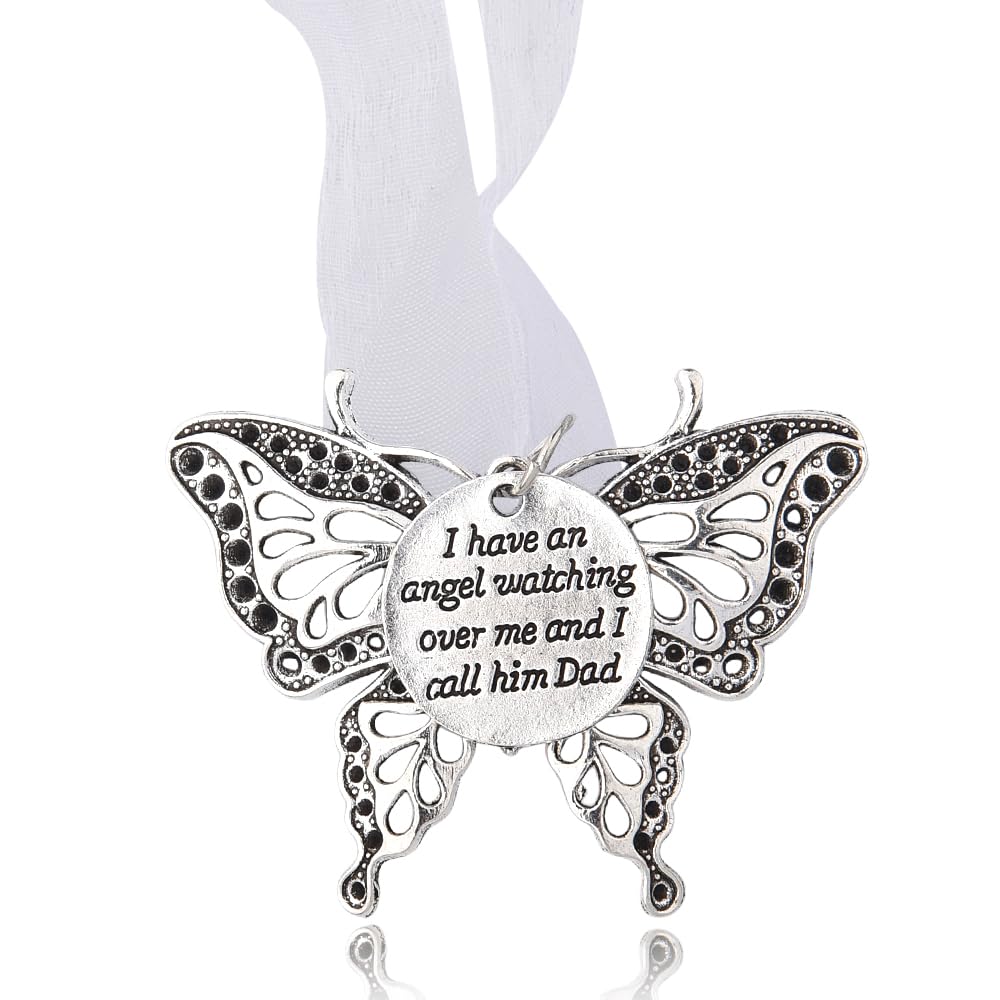 Butterfly Pendant Charms Christmas Tree Ornaments for Dad Remembrance Gifts for Friend Bereavement Gifts for Loss of Dad Remembrance Ornament Dad Sympathy Gift for Dad Memorial Gifts Xmas Decor