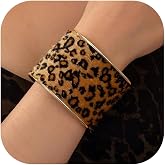 Your Always Charm Gold Bangle Bracelets for Women Leopard Print Bracelet Stack Multi Layer Chunky Cuff Bracelet Set Cheetah Print Trendy Jewelry Gifts