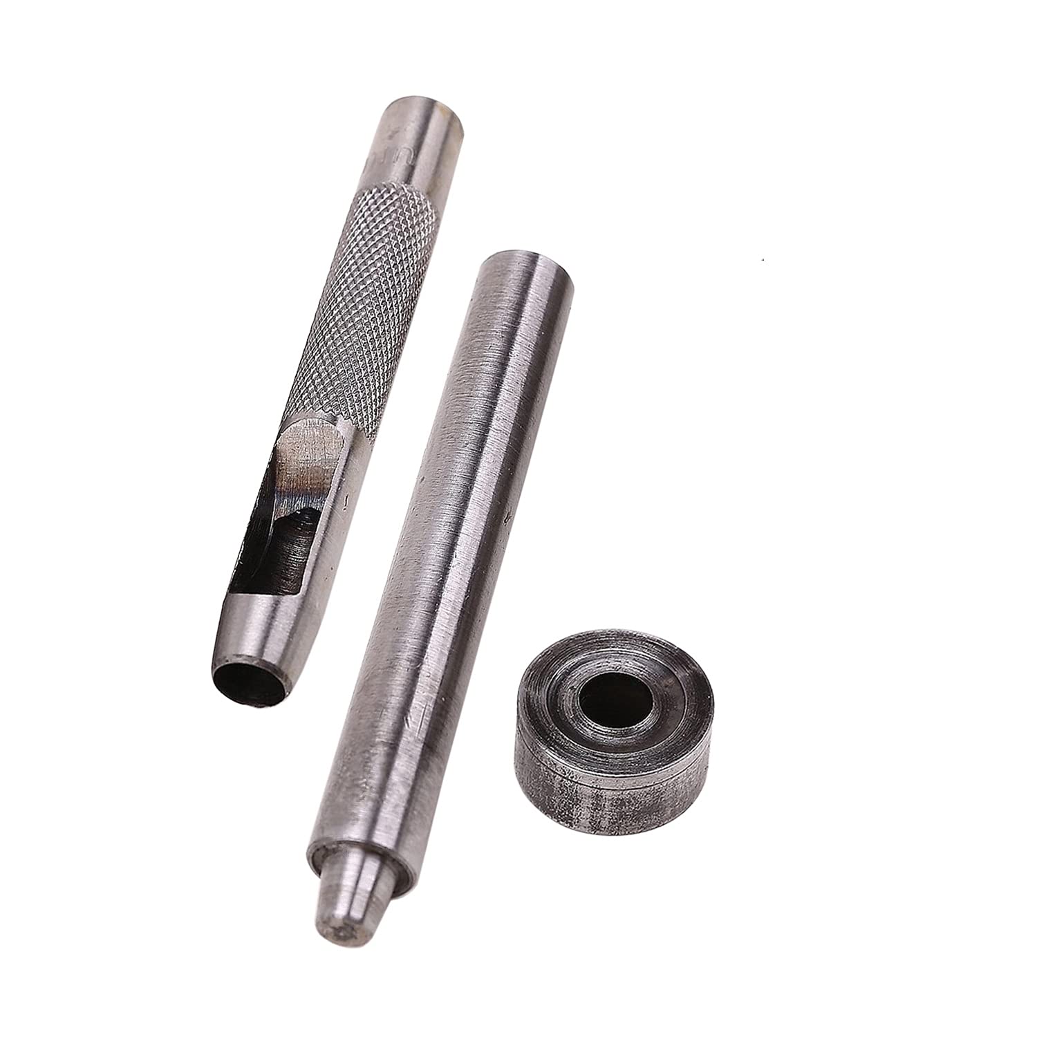 Trimming Shop 8mm Hollow Hole Punch 3pcs Hand Tool Set, Setter Base, Punch, and Eyelet Grommet Fixing Tool Durable Craft Essential for DIY Leathercraft, Handbag, Shoes, Clothing Repair, Scrapbooking — image 1