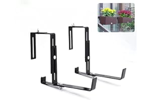 AJUWAA Window Planter Box Bracket Set, Adjustable Flower Box Brackets for Patio Garden Fence Pergola Balcony 6 Inch