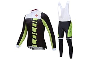Coconut Ropamo CR Men's Cycling Clothing Set Long Sleeve Cycling Jersey Zipper Pocket Bike Outfit Cycling Bib Pants 3D Padded