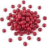 Craftdady 100Pcs Round Wood Beads 12mm Red Wooden Ball Spacer Beads for Home Decoration Jewelry Making