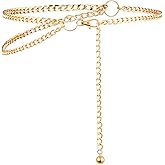 YUXIANLB Western Chain Belts for Women Punk Waist Chain Gold Metal Belt Women's Gold Waists Chains Belt Boho Cowgirl Waistbelt Multilayer Adjustable Metal Body Waist Link Belts for Dresses Jeans Skirt