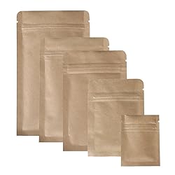 100/Pack Flat-Style Kraft Paper/Foil Zip Top