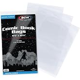 BCW Current and Modern Comic Bags, 6 7/8 x 10 1/2 Inches, Clear, 100 Count | Clear acid-free sleeves fit most Current and Modern Age comics and pair with BCW Current Backing Boards for safe storage.