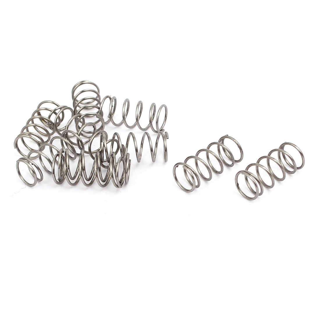sourcingmap 0.6mmx7mmx15mm 304 Stainless Steel Compression Springs Silver Tone 10pcs
