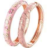 UJOY Bangles Bracelets Gorgeous Enameled Flower Cloisonne Plated Indian Jewelry Sets Box for Womens Gift