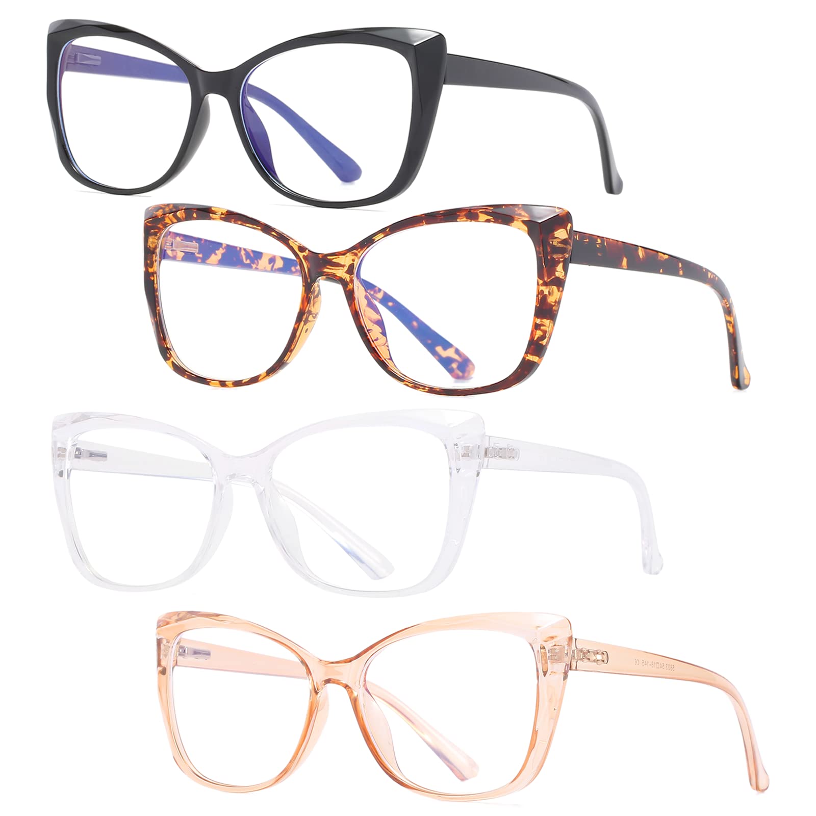 Photo 1 of OWTXIS 4 Pack Cat-Eye Oversized Reading Glasses for Women Men, Lightweight Large Readers Trendy Eyeglasses +2.75