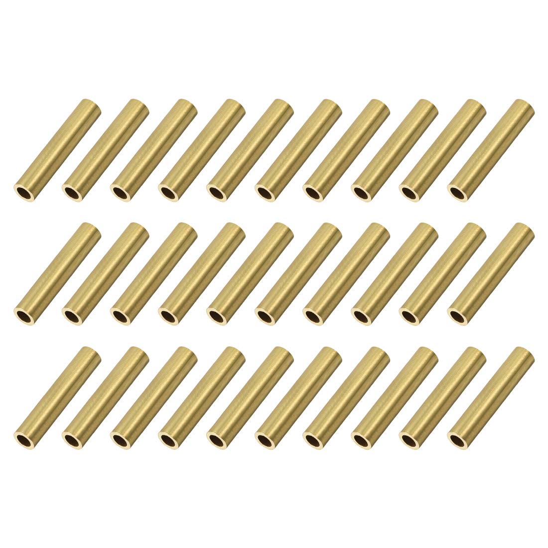 sourcing map Brass Round Tube, 6mm OD 1mm Wall Thickness 30mm Length Seamless Pipe Tubing for DIY Crafts 30 Pcs