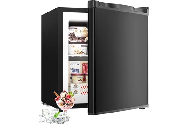 Feelfunn 1.1 Cu.ft Mini Freezer - Compact Upright Freezer with 7 Adjustable Thermostat, Removable Shelf, Reversible Single Door, 360Â°Uniform Cooling Small freezer for Home Office Apartment Dorm, Black