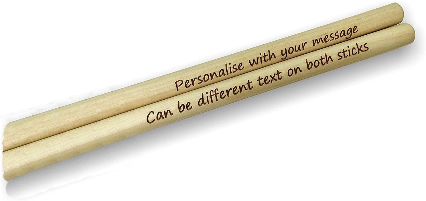Personalised Drumsticks, Laser Engraved Drum Sticks, Made from top grade hard wearing Maple by Yourdesign