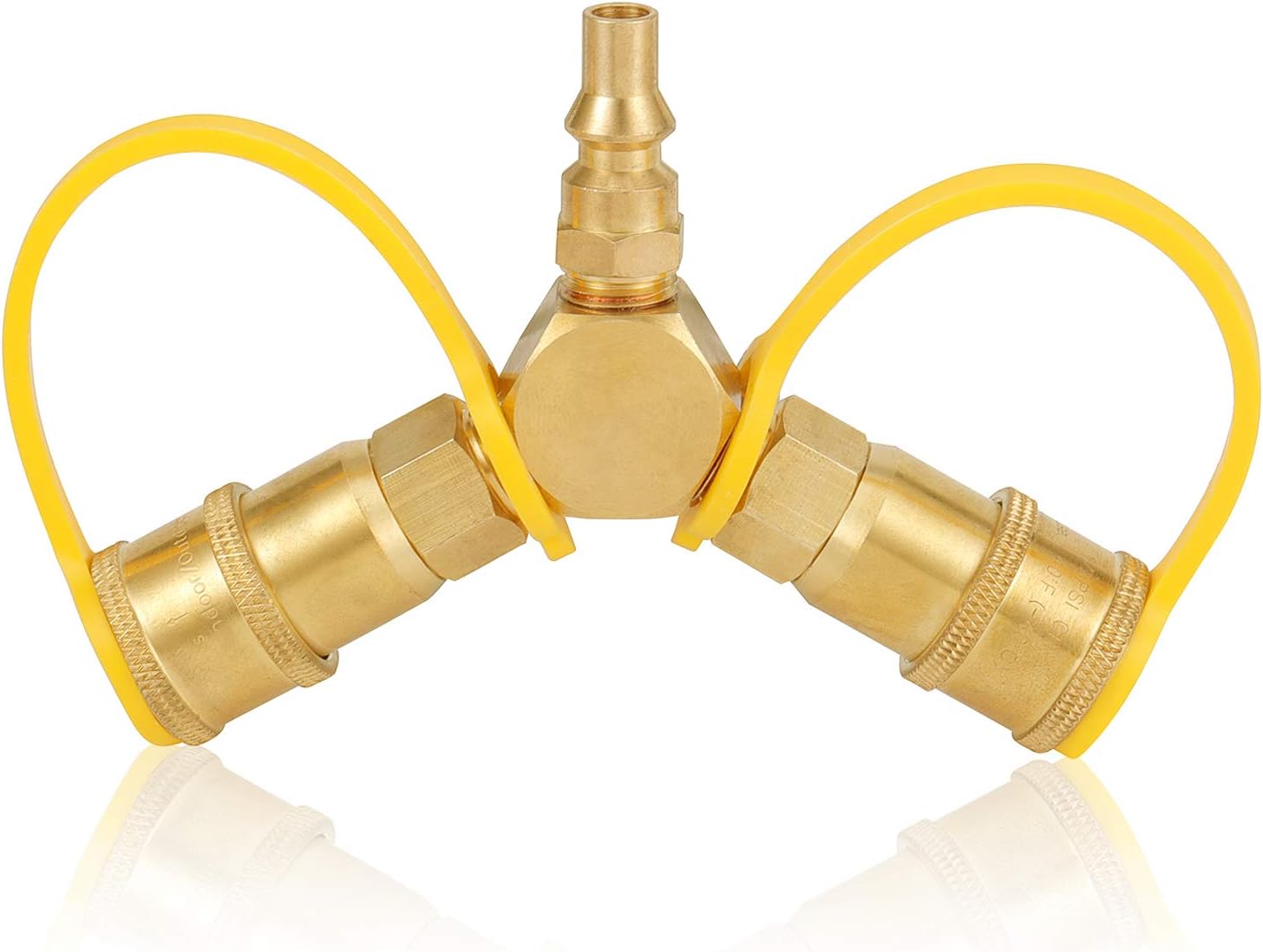 Kohree 1/4" RV Propane Quick Connect Y Splitter Adapter Hose Fittings for RV to Grill Quick Connect Propane Hose Connector Brass to Trailer, Motorhome, BBQ, Tabletap Heater, Camping Stove