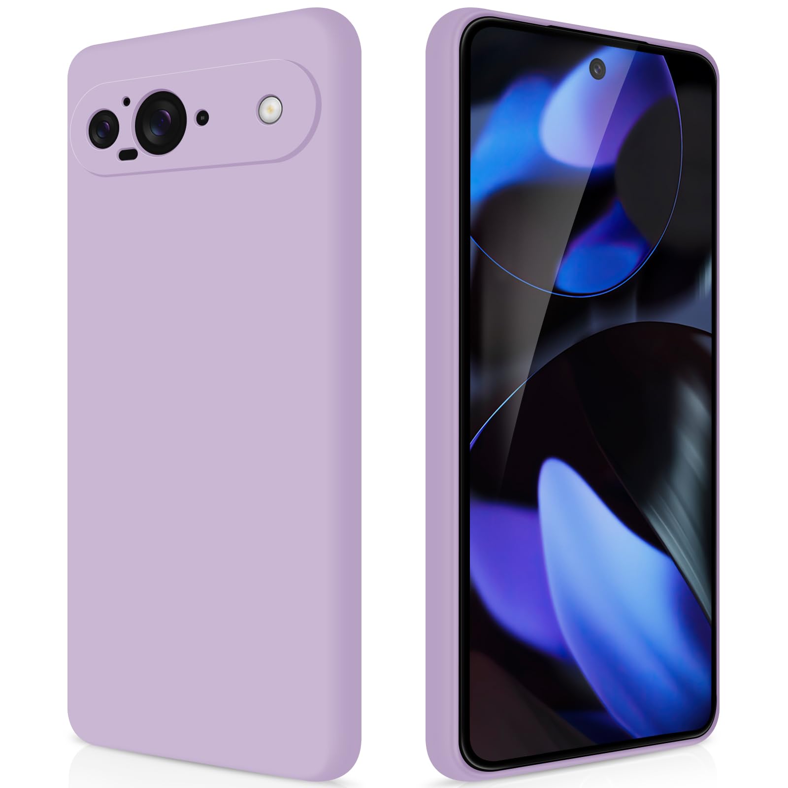 GiiYoon Case Compatible with Google Pixel 9, Silky-Soft Touch Full-Body Protective Phone Silicone Case, Shockproof Cover with Microfiber Lining, Purple
