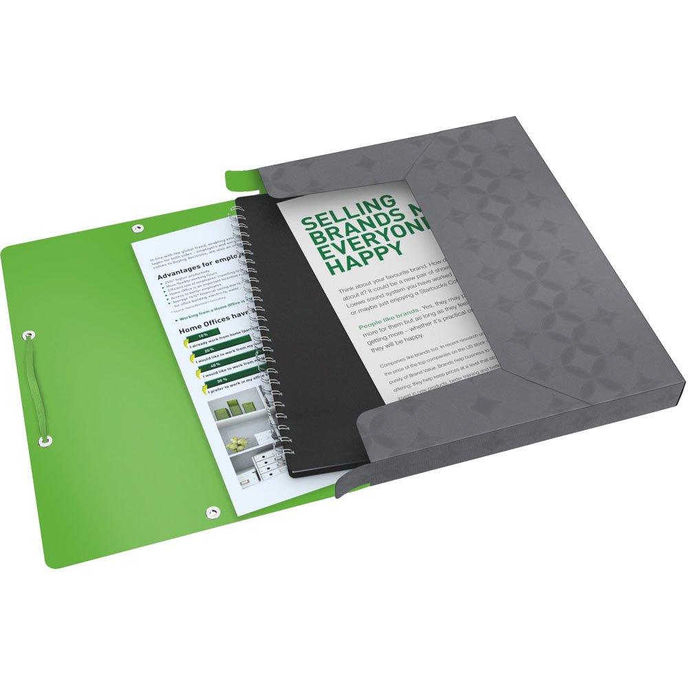 Leitz Box File, Holds up to 250 A4 Sheets, Elastic Closure, Flexible Plastic, Dark Grey, Retro Chic Range