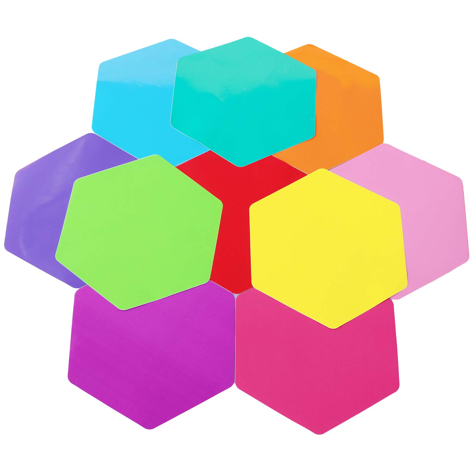 LJY 10 Pcs Hexagon Stickers 15 cm Side, Writable Vinyl Sticky Labels, Assorted Coloured Floor Decals for Office Organisation, Wall Art and Signage