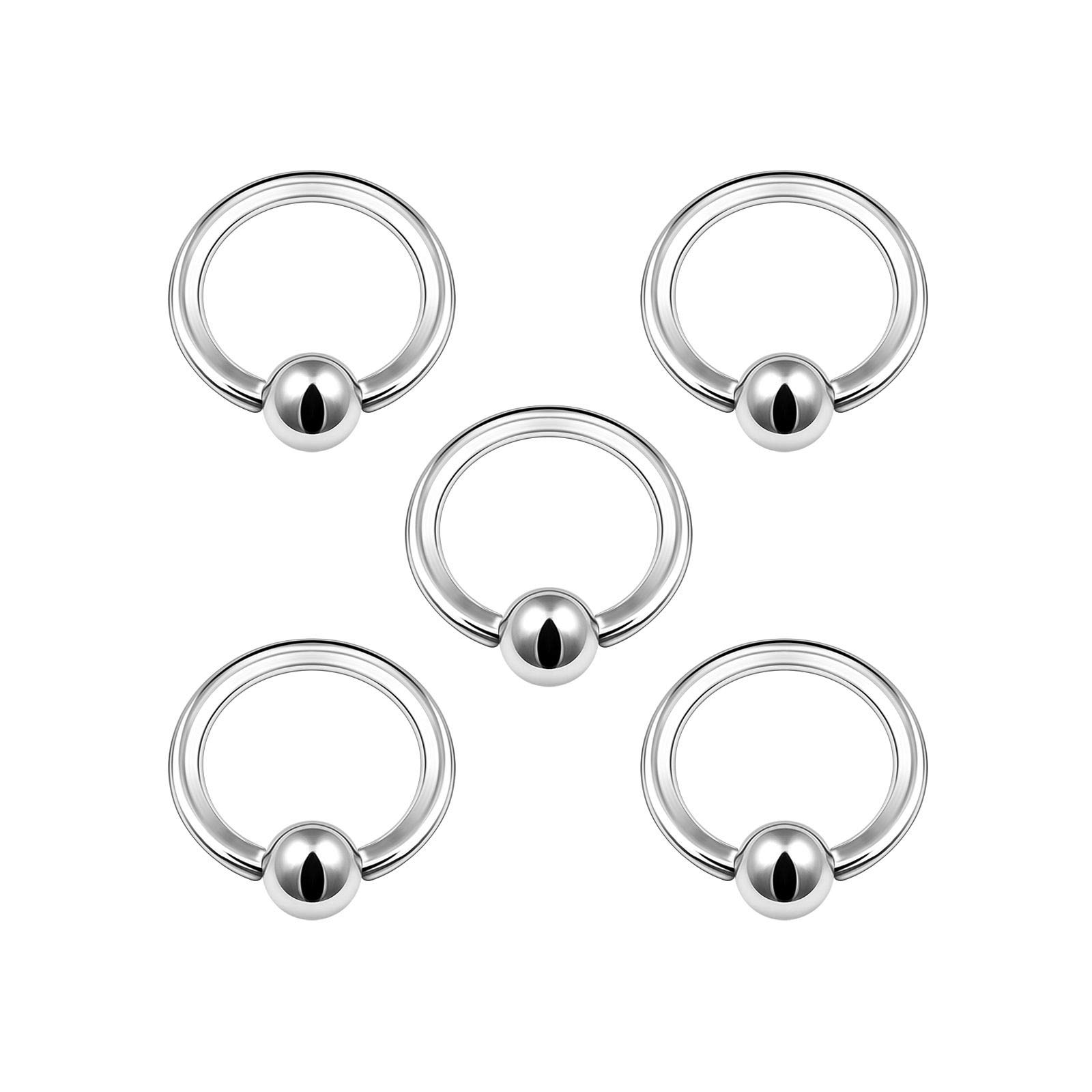 BanaVega 5PCS Stainless Steel Captive Bead Hoop 14g 5/16 8mm 4mm Ball Cartilage Tragus Nose Earrings Eyebrow Piercing Jewellery 5008