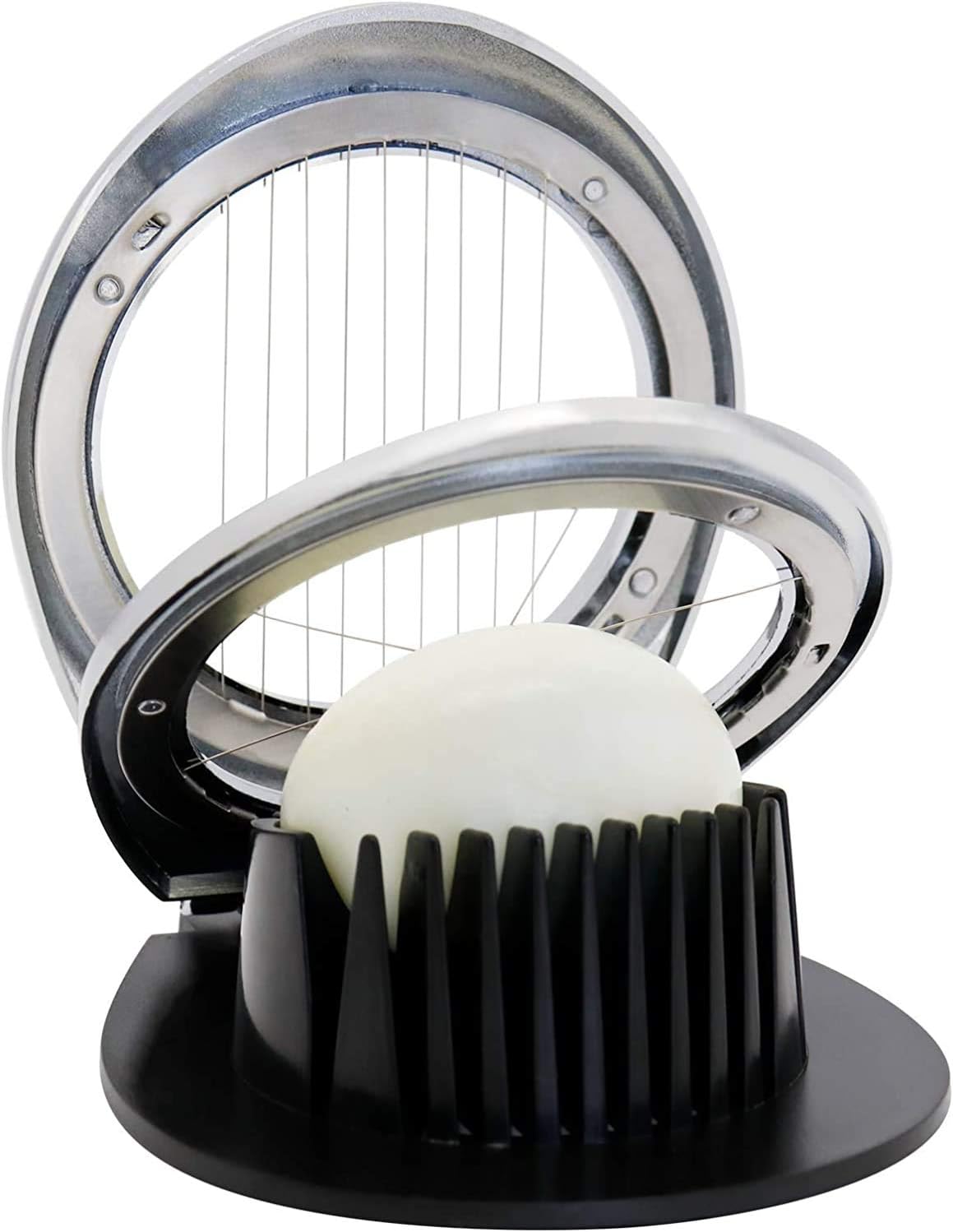 2 in 1 oval shape durable stainless steel wire egg slicer, egg slicer for boiled eggs, egg-shaped grooves suitable for soft eggs, fruits and vegetables, strawberry tomatoes