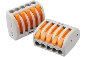 MAVIDAY Lever Nut Wire Connector, 5 Port PCT-215, Assortment Conductor Compact Wire Connectors Terminal Block Wire Push Cable Connector 50pcs