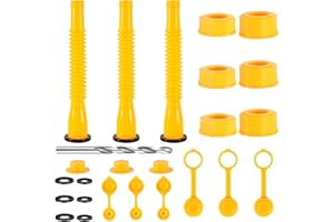 X-VESOLJE Gas Can Spout Replacement, Gas Can Nozzle, Flexible Pour Nozzle Suitable for Most 1/2/5/10 Gal Oil Cans, Fuel Can Spout Replacement with Gas Tank Vent (3 Kits-Yellow)
