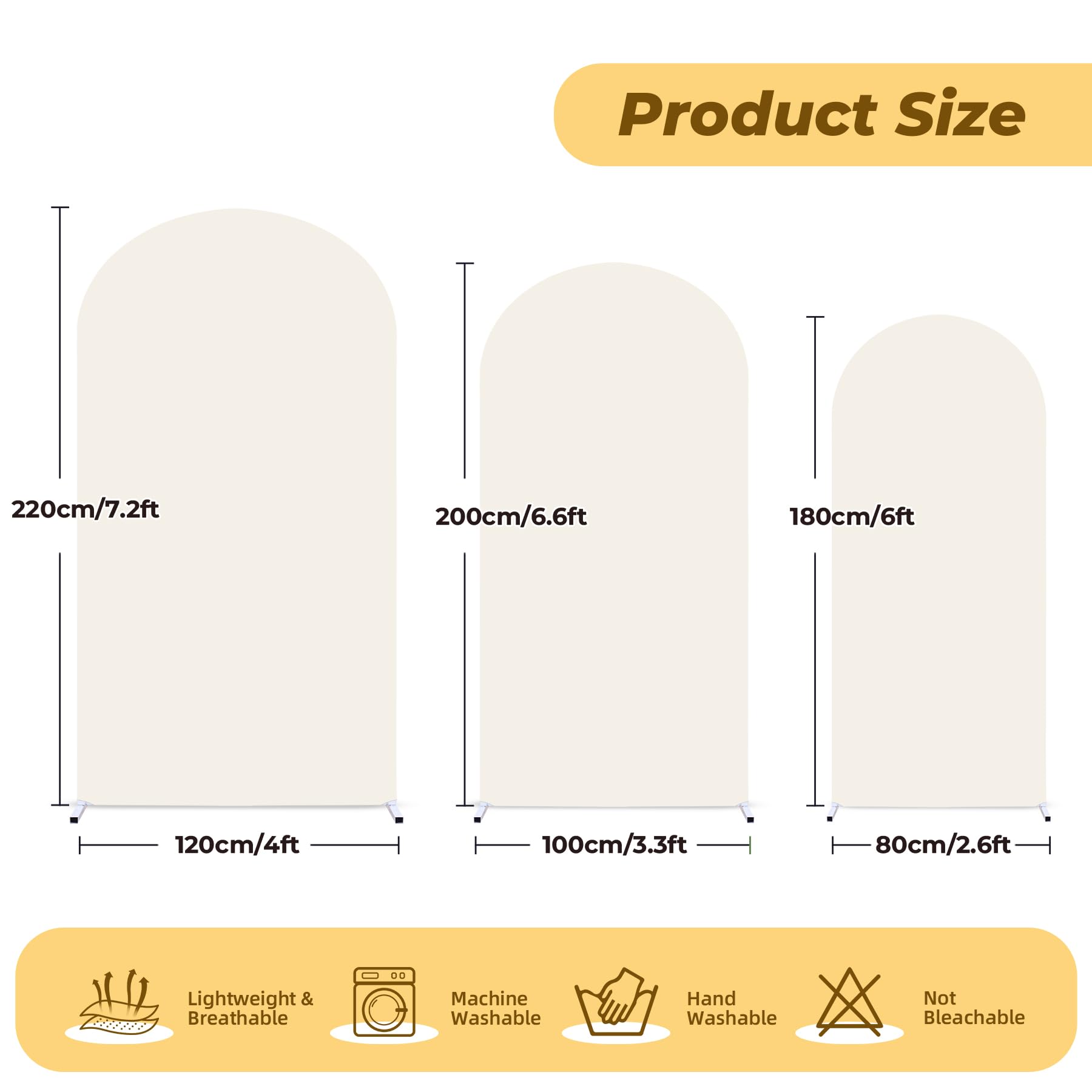 Condition photo showing As Is for 7.2 ft arch backdrop cover beige - double-sided spandex arch covers stretchy backdrop for balloon ar