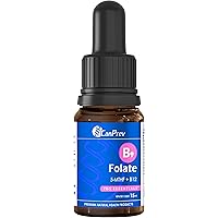 CANPREV - B9 Folate 200mcg with Vitamin B12 20mcg, 15ml Drops 450-Servings - Natural Blueberry Flavour - Supports Energy and 