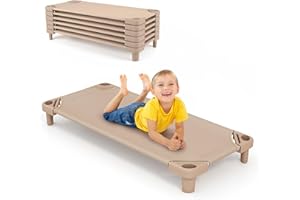CLEEMAN Stackable Daycare Cots -Pack of 6, Portable Toddler Cots for Sleeping, 52" L x 23" W, Ready-to-Assemble, Space-Saving Preschool Cots for Sleeping, Resting, Naptime, Nursery