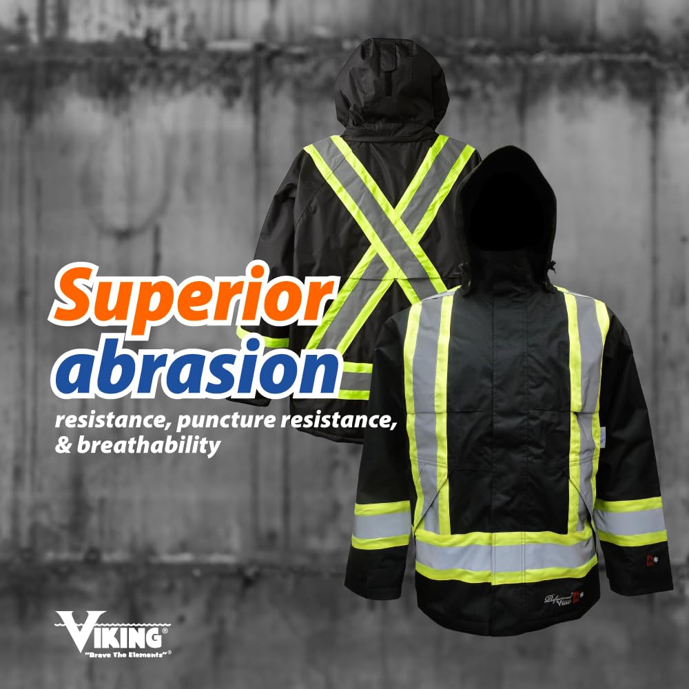 Viking Professional Insulated Journeyman 300D Trilobal Rip-Stop FR Jacket - Waterproof Flame Retardant Hi Vis Jackets for Men