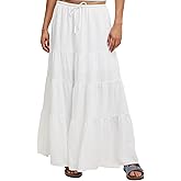 Cvokrpy Women's Maxi Skirts Flowy Skirt Elastic High Waist Pleated A-Line Flared Long Skirts
