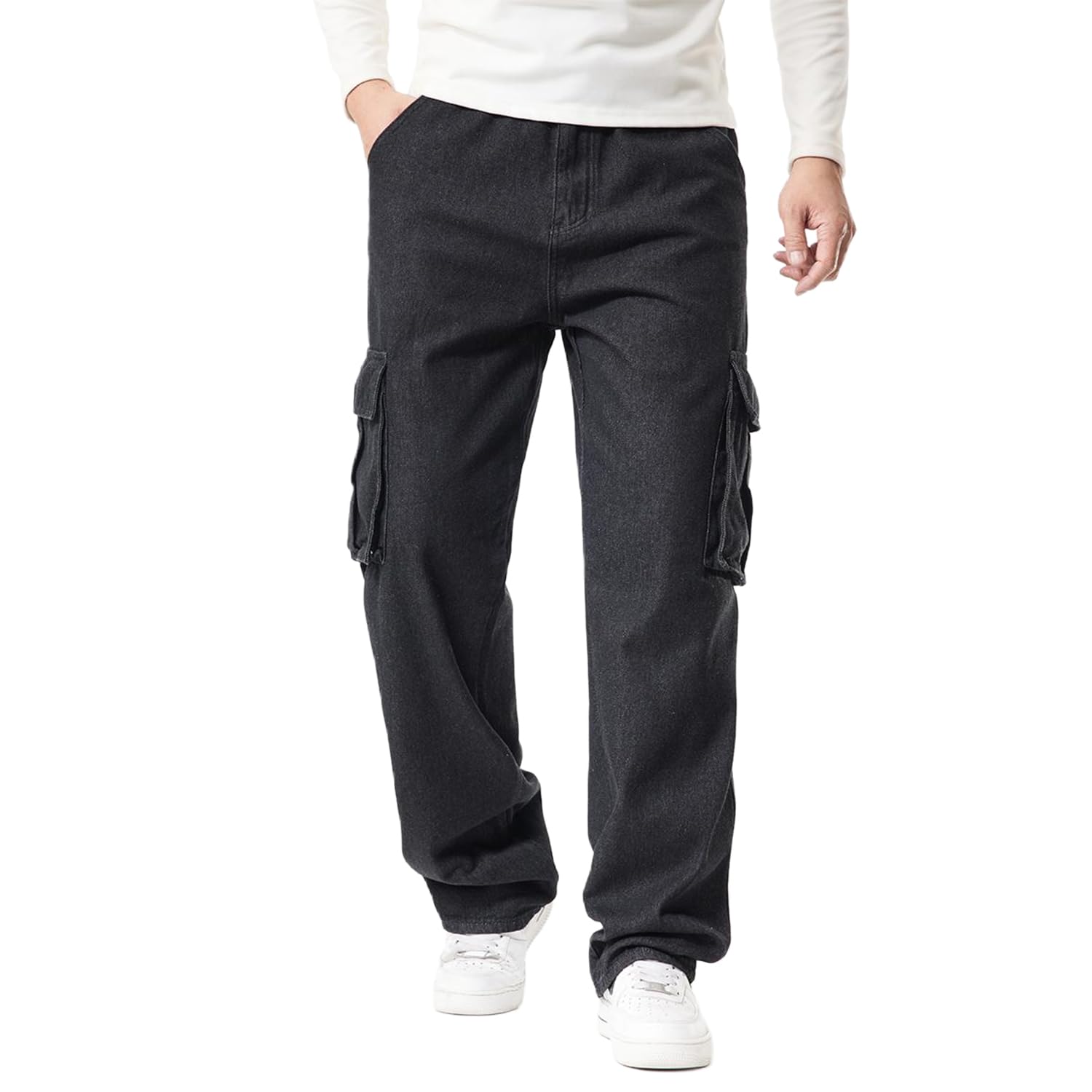 EnllerviiD Baggy Jeans for Men with Cargo Pockets Loose Fit Hip Hop ...