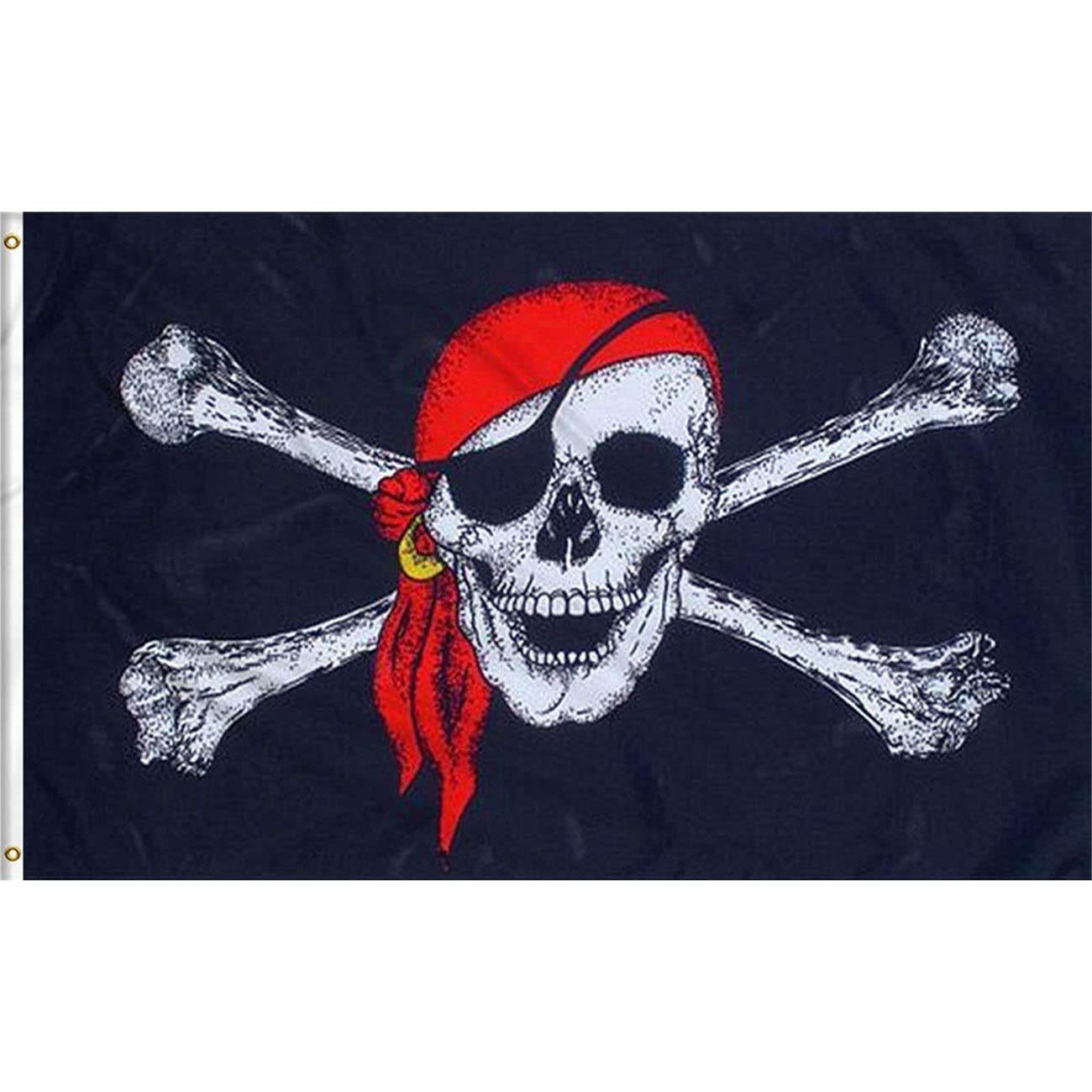 (3x5 feet) Jolly Roger Flag Red Pirate Skull Flag -Pirate Party Supplies Decorations Banners-Pirate Flag Skeleton Flag for Pirate Party Decoration