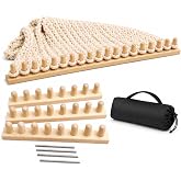 NYELOZIO 2026 Upgraded 48 Inch Chunky Blanket Loom Kit | Wood Hand Knitting Loom for Chunky Yarn | Snag-Free Edges | Stainless Steel Pins &amp; Storage Bag | Beginner Friendly Craft Tool